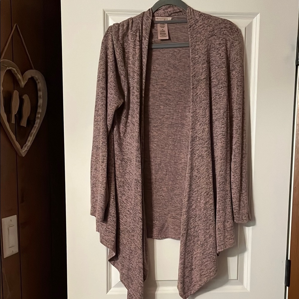 Philosophy-Women's Heathered Pink Cardigan Sweater